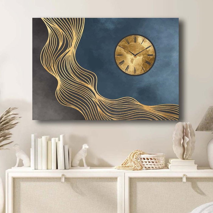 Wallity Reloj de Pared Decorativo de Lienzo 70100CS-026 70x100 cm, Lienzo y Madera, Tonos Neutros